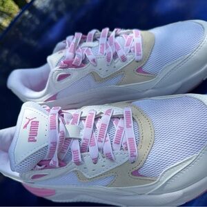 Puma White and Pink Athletic Shoes